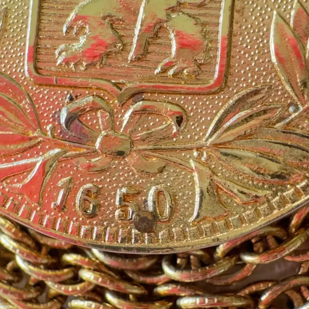 32” Vintage Faux Gold Coin Pendant Necklace Napoleon, Marie Louise & Francis II